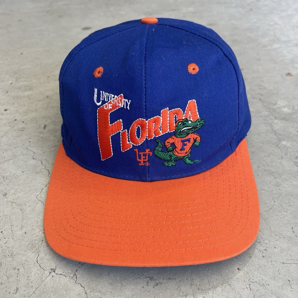 Rare Vintage 90s Florida Gators Front Row Snapback Hat Cap Embroidered Blue